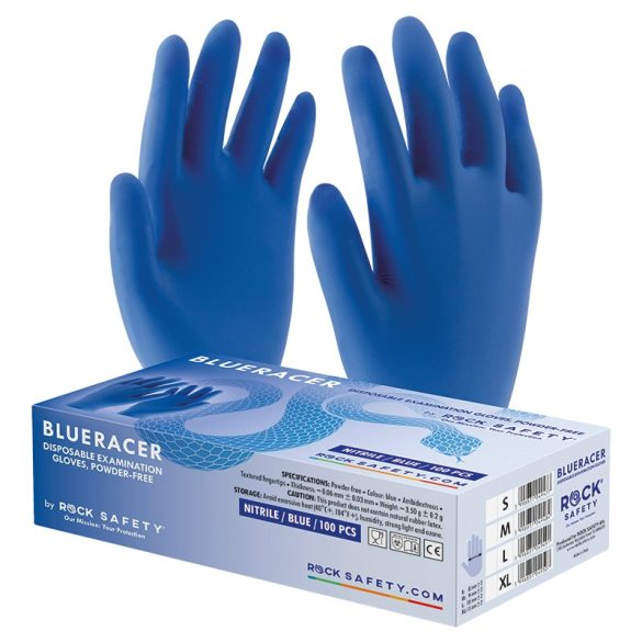 Kesztyű gumikesztyű nitril púdermentes kék 8 (M) Blueracer