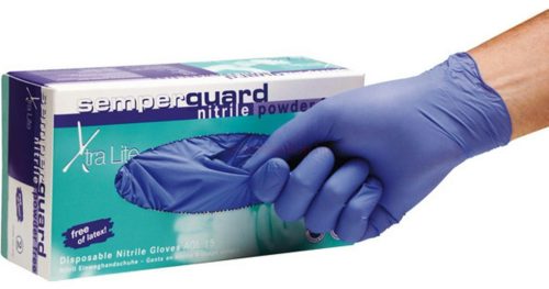 Kesztyű gumikesztyű nitril púdermentes kék 10 (XL) Semperguard 180db