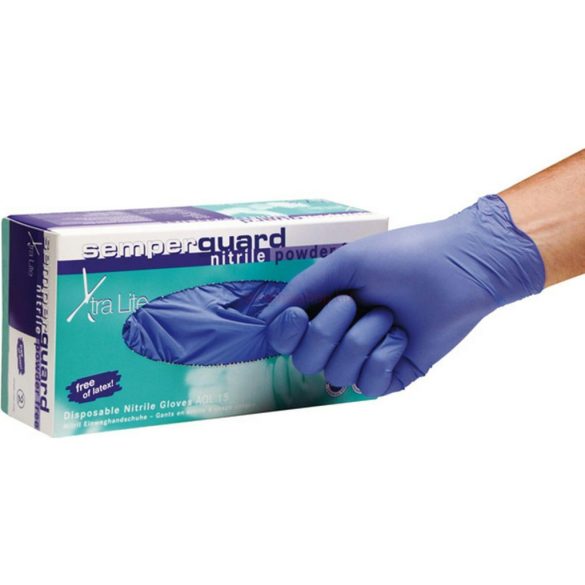 Kesztyű gumikesztyű nitril púdermentes kék 10 (XL) Semperguard 180db