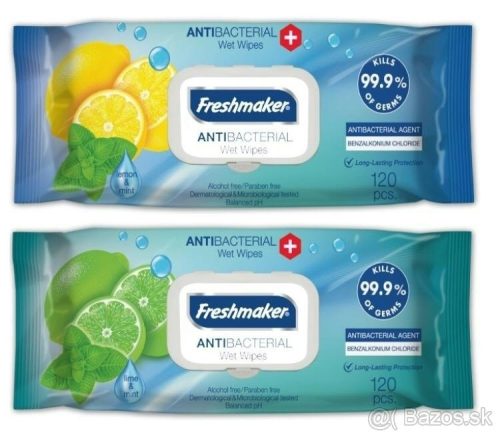 Nedves Fertőtlenítő törlőkendő Antibakteriális Freshmaker 120lap