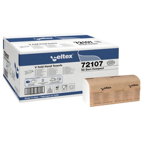 Celtex V Dart Compact hajtogatott kéztörlő cellulóz, 2 réteg, 21,5x21cm, 12x250lap (3000 lap)