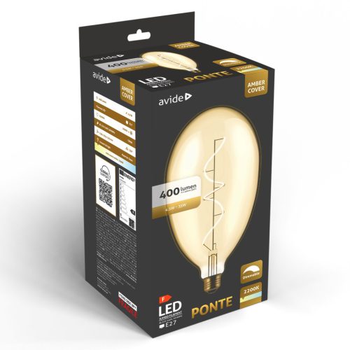 Avide LED Jumbo Filament Ponte Amber 4.5W E27 2200K Fényerőszabályzós
