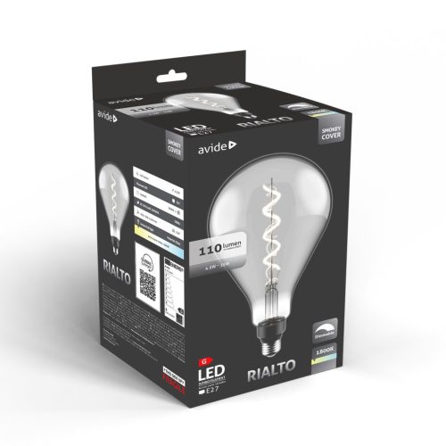 Avide LED Jumbo Filament Rialto Smokey 4.5W E27 2200K Fényerőszabályzós