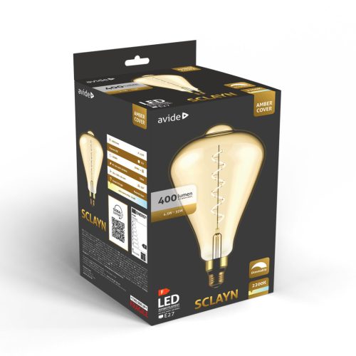 Avide LED Jumbo Filament Sclayn Amber 4.5W E27 2200K Fényerőszabályzós