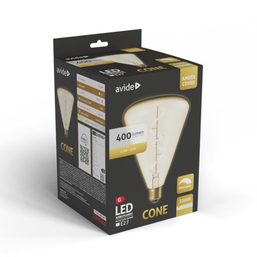 Avide LED Jumbo Filament Cone Amber 4.9W E27 2200K Fényerőszabályzós