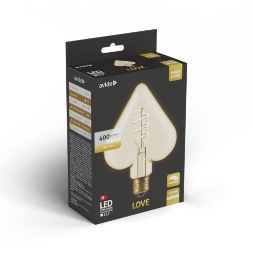 Avide LED Jumbo Filament Love Amber 4.9W E27 2200K Fényerőszabályzós