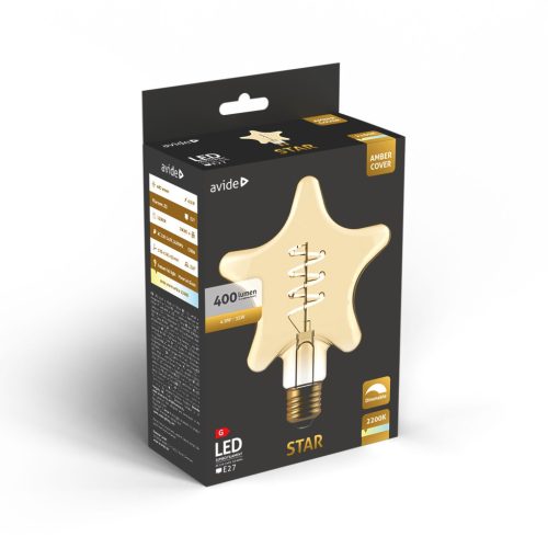 Avide LED Jumbo Filament Star Amber 4.9W E27 2200K Fényerőszabályzós