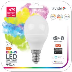   Avide Smart LED Mini Globe 4.9W RGB+W WIFI + BLE APP Control E14