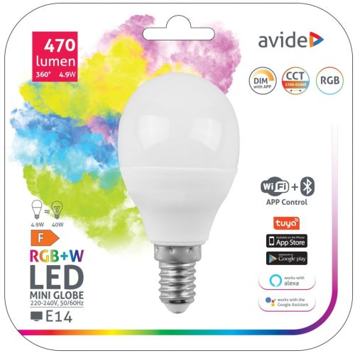Avide Smart LED Mini Globe 4.9W RGB+W WIFI + BLE APP Control E14