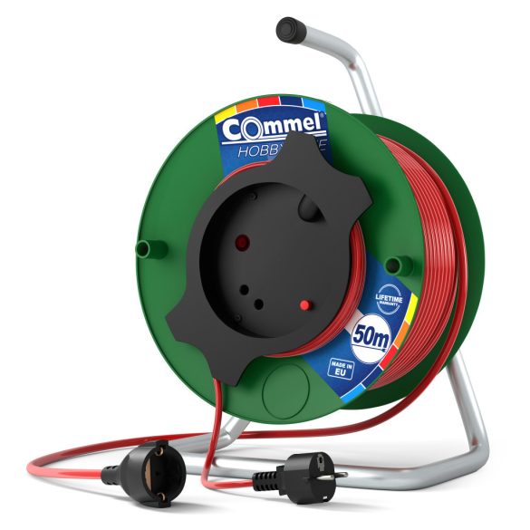 Commel Kábel dob - PVC 280 mm, egyfázisú, 3x1,5 16 A 230 V ~ 3500W, 50M, kerti gépekhez