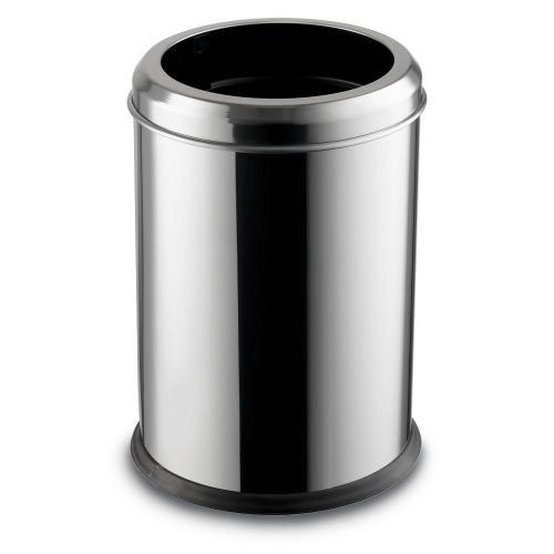 Fedél nélküli, rozsdamentes acél szemetes kuka, 12 L, 22x32.5cm, fényes, 430SS
