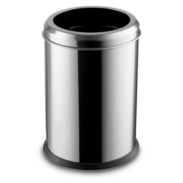 Fedél nélküli, rozsdamentes acél szemetes kuka, 20 L, 27,5x42cm, fényes 430SS