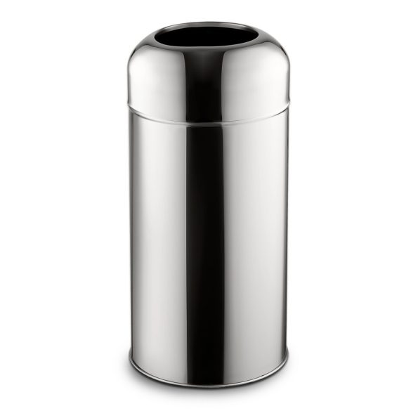 Fedél nélküli, rozsdamentes acél szemetes kuka, 40 L, 28X67CM, fényes 430SS