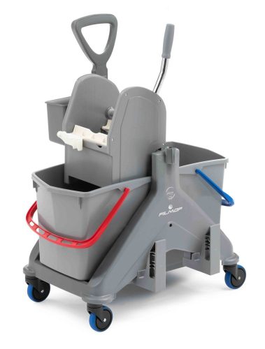 FILMOP ONEFRED - műanyag gurulós kocsi műanyag fogantyúval, préssel- és MOP  tartóval 2x15 l