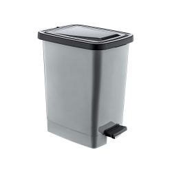   Slim Műanyag pedálos szemetes, ezüst/szürke, belső vödörrel 15L