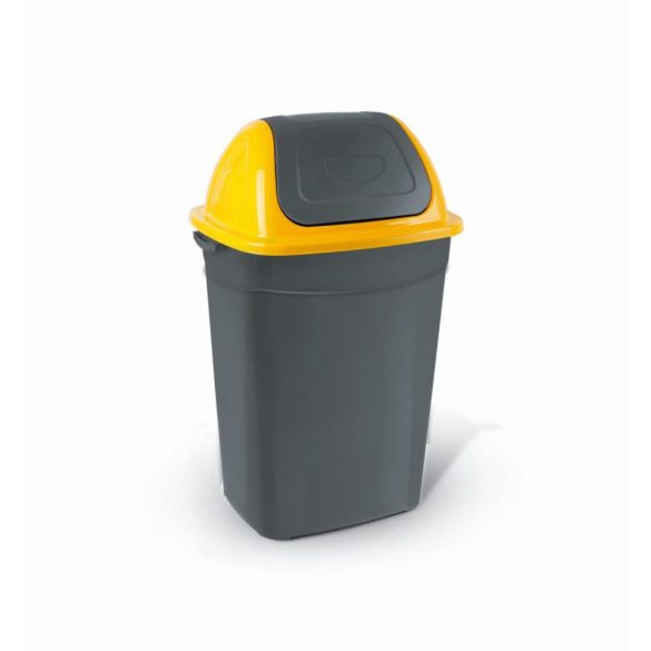 Billenőfedeles szemetes kuka, butterfly, műanyag, antracit-sárga, 50 L