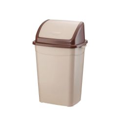 Billenőfedeles szemetes kuka, műanyag, barna, 9 L