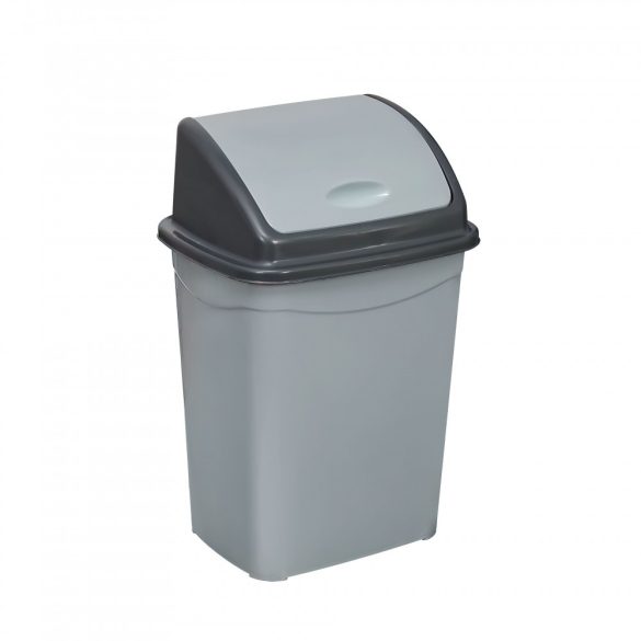 Billenőfedeles szemetes kuka, műanyag, szürke/antracit 9 L