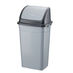   Billenőfedeles szemetes kuka, műanyag, szürke/antracit, 70 L