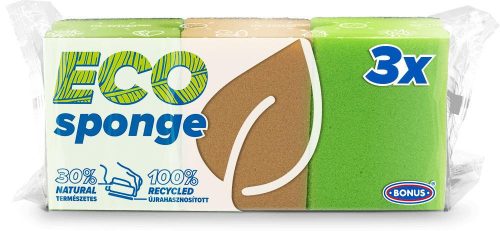 Bonus mosogatószivacs, formázott, Eco Sponge 3db/csg (32csg/gyűjtő, 384csg/karton)