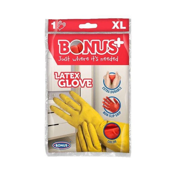 Bonus gumikesztyű háztartási "XL" (10 pár/gyűjtő, 200 pár/karton)