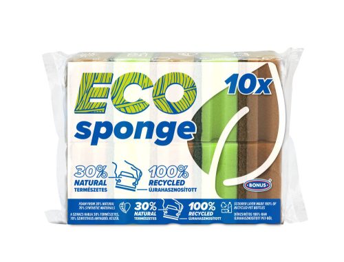Bonus mosogatószivacs, formázott, Eco Sponge 10db/csg (10csg/gyűjtő, 120csg/karton)